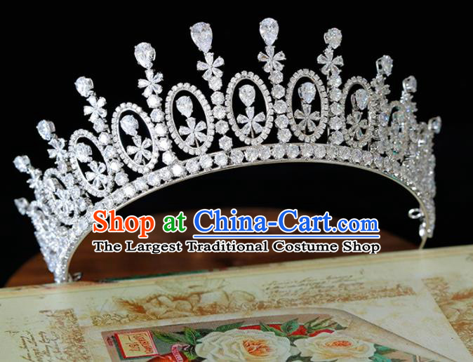 Top Grade Handmade Bride Zircon Royal Crown Baroque Princess Hair Accessories for Women