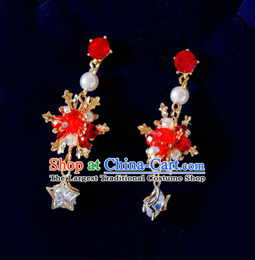 Top Grade Handmade Baroque Red Beads Earrings Bride Jewelry Accessories for Women
