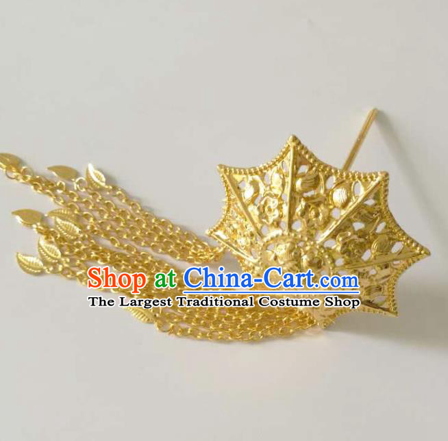 Chinese Ethnic Folk Dance Hair Accessories Traditional Dai Nationality Golden Hairpins for Women