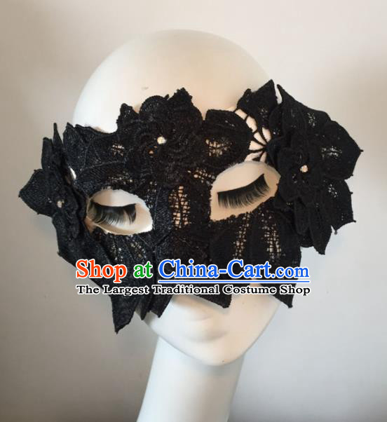 Halloween Exaggerated Accessories Catwalks Black Lace Leaf Masks for Women
