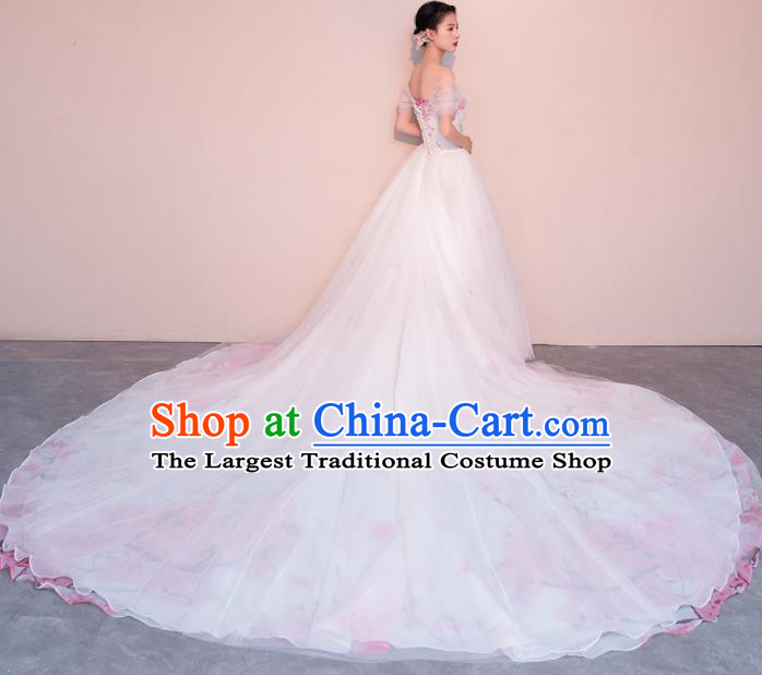 Top Grade Customized Wedding Dress Bride Trailing Full Dress for Women