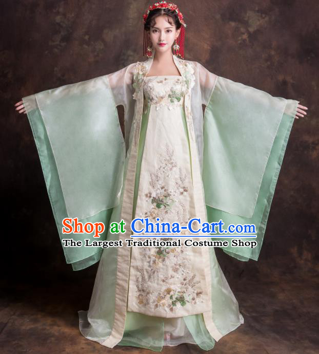 Chinese Traditional Embroidered Green Xiuhe Suits Ancient Imperial Consort Wedding Dress for Women
