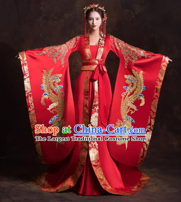 Chinese Traditional Ancient Imperial Consort Embroidered Wedding Dress for Women