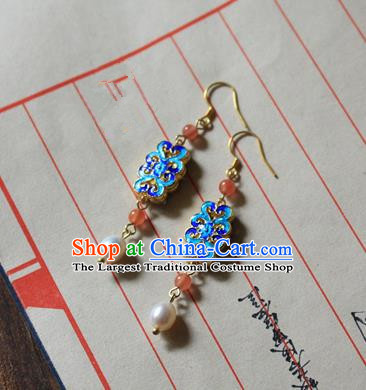 Asian Chinese Traditional Jewelry Accessories Ancient Hanfu Blueing Earrings for Women