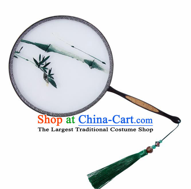 Chinese Traditional Palace Fans Embroidered Bamboo Fans Ancient Hanfu Silk Round Fan for Women