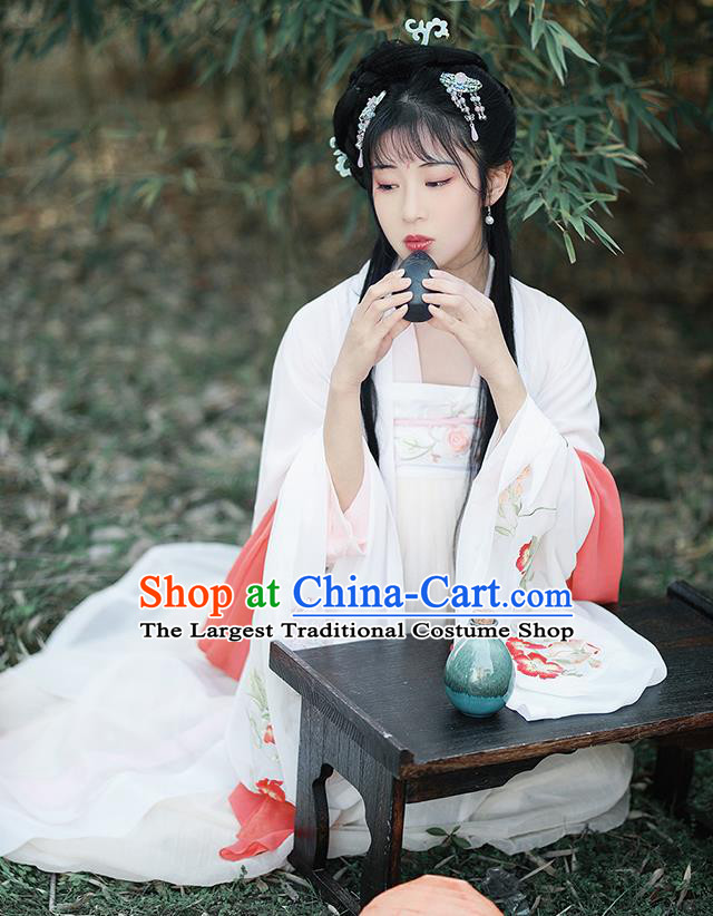 Chinese Ancient Drama Princess Embroidered Costumes Traditional Tang Dynasty Palace Lady Hanfu Dress for Women