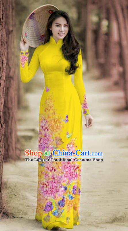 Asian Traditional Vietnam Female Costume Vietnamese Bride Cheongsam Peach  Pink Ao Dai Qipao Dress for Women
