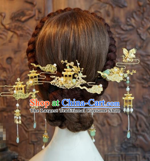 Chinese Ancient Hair Jewelry Accessories Queen Tassel Hairpins Headdress for Women
