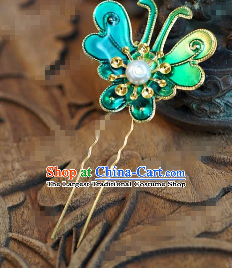 Chinese Ancient Wedding Hair Jewelry Accessories Queen Blue Butterfly Hairpins for Women