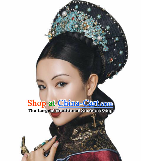 Chinese Ancient Qing Dynasty Queen Hat Wedding Bride Headdress for Women