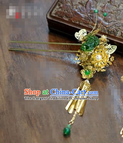 Chinese Ancient Bride Hair Accessories Wedding Tassel Butterfly Hairpins for Women