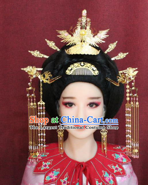Chinese Ancient Queen Phoenix Headdress Tang Dynasty Empress Coronet Hairpins Complete Set for Women