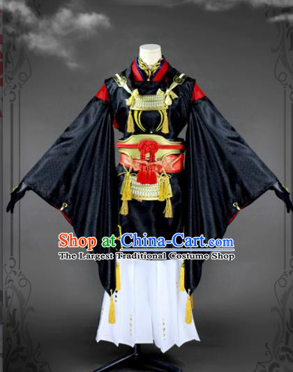Chinese Traditional Cosplay Nobility Childe Knight Black Costumes Ancient Swordsman Clothing for Men