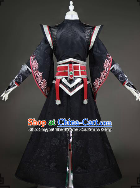Chinese Traditional Cosplay Nobility Lady Female Knight Black Costumes Ancient Swordswoman Dress for Women