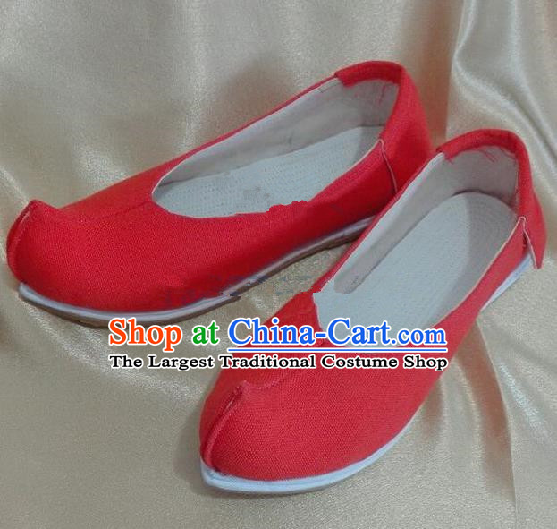 Chinese Traditional Hanfu Shoes Ancient Princess Red Satin Shoes Handmade Shoes for Women