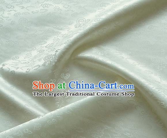 Traditional Asian Classical Cloth Drapery Beige Brocade Korean Hanbok Palace Satin Silk Fabric