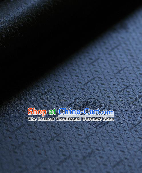Traditional Asian Classical Pattern Cloth Drapery Navy Brocade Korean Hanbok Palace Satin Silk Fabric