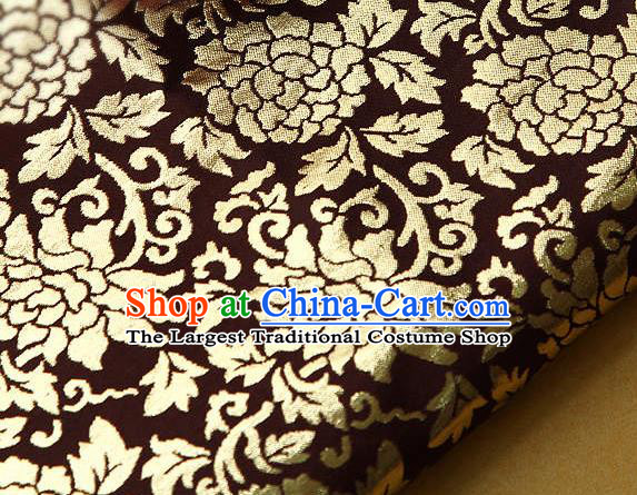 Traditional Asian Classical Gilding Pattern Purplish Red Brocade Cloth Drapery Korean Hanbok Palace Satin Silk Fabric