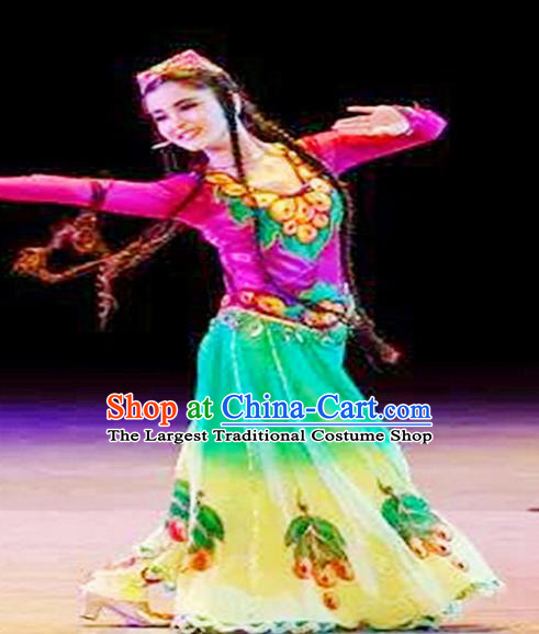Chinese Ethnic Minority Folk Dance Embroidered Dress Traditional Uyghur Nationality Costumes for Women