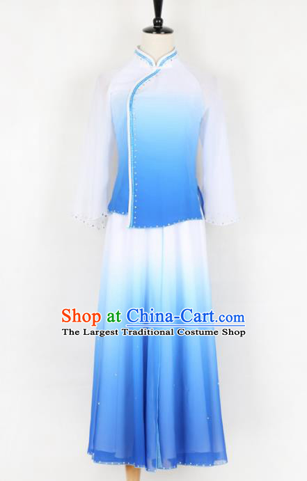 Chinese Traditional Yanko Dance Folk Dance Blue Clothing Classical Dance Costume for Women