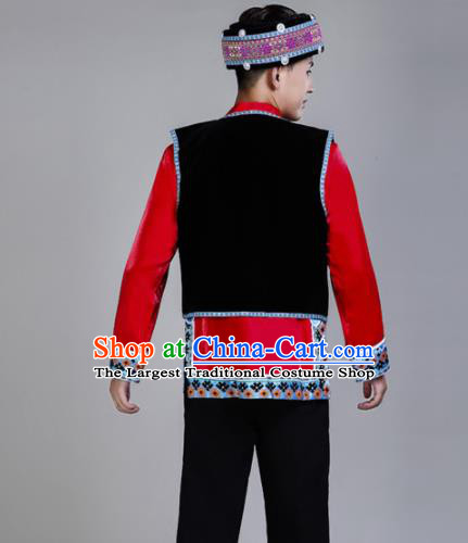 Chinese Traditional Yi Nationality Folk Dance Clothing Ethnic Dance Costumes for Men