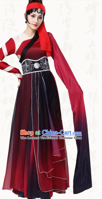 Chinese Traditional Group Dance Red Dress Classical Dance Umbrella Dance Costumes for Women