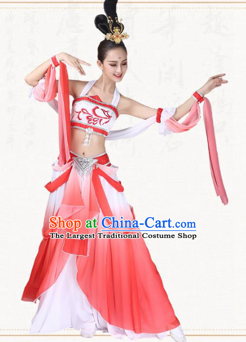 Chinese Traditional Classical Dance Dress Ancient Flying Peri Fan Dance Group Dance Costumes for Women