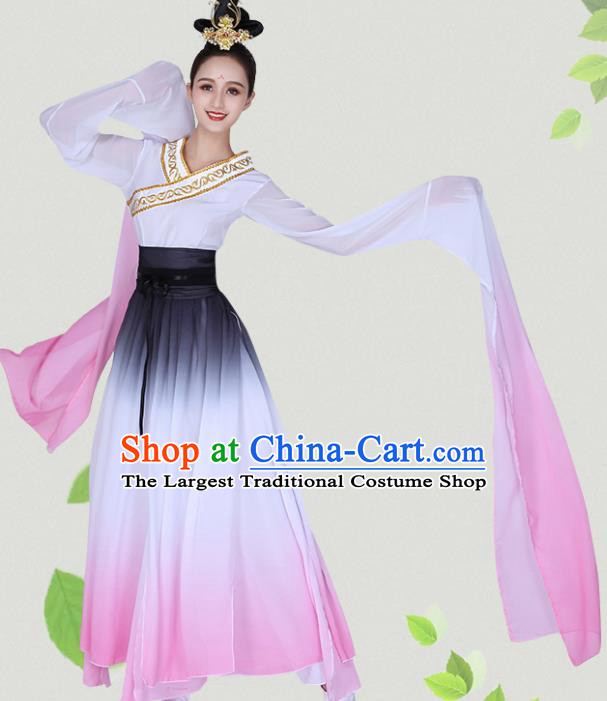Chinese Traditional Classical Dance Hanfu Dress Ancient Water Sleeve Group Dance Costumes for Women