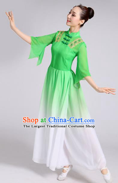 Traditional Chinese Classical Dance Costumes Lotus Dance Umbrella Dance Green Dress for Women