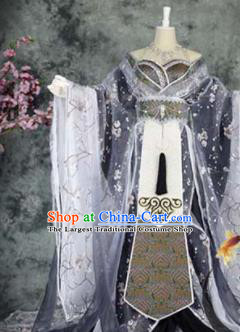 Traditional Chinese Cosplay Female Knight Costumes Ancient Imperial Consort Grey Hanfu Dress for Women