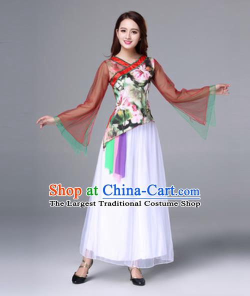 Traditional Chinese Folk Dance Costumes Fan Dance Yanko Dance Clothing for Women