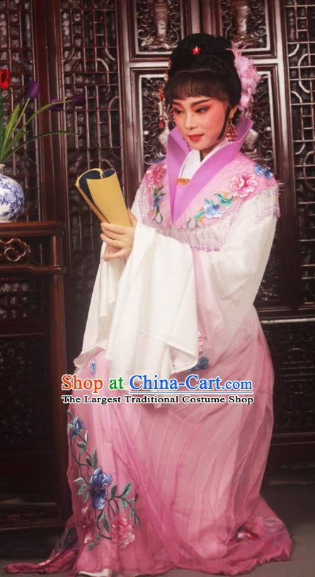 Traditional Chinese Peking Opera Palace Lady Costumes Ancient Imperial Concubine Embroidered Lilac Dress for Adults