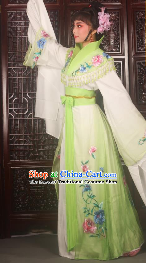 Traditional Chinese Peking Opera Palace Lady Costumes Ancient Imperial Concubine Embroidered Green Dress for Adults