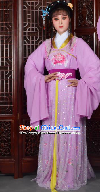 Chinese Ancient Peri Princess Embroidered Purple Dress Traditional Peking Opera Actress Costumes for Adults