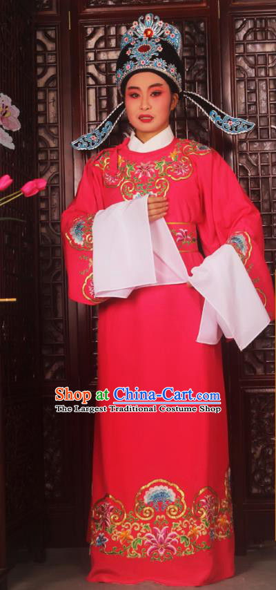 Top Grade Chinese Beijing Opera Niche Rosy Costumes Peking Opera Scholar Embroidered Clothing for Adults