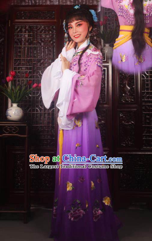 Traditional Chinese Peking Opera Diva Costumes Ancient Palace Princess Purple Embroidered Dress for Adults