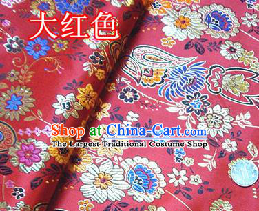 Traditional Chinese Royal Peony Pattern Red Brocade Tang Suit Fabric Silk Fabric Asian Material