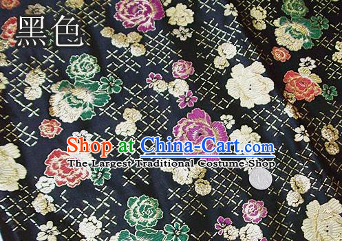 Traditional Chinese Royal Roses Pattern Black Brocade Tang Suit Fabric Silk Fabric Asian Material