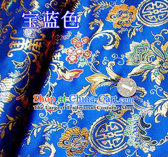 Traditional Chinese Royalblue Brocade Tang Suit Palace Fabric Silk Fabric Asian Material
