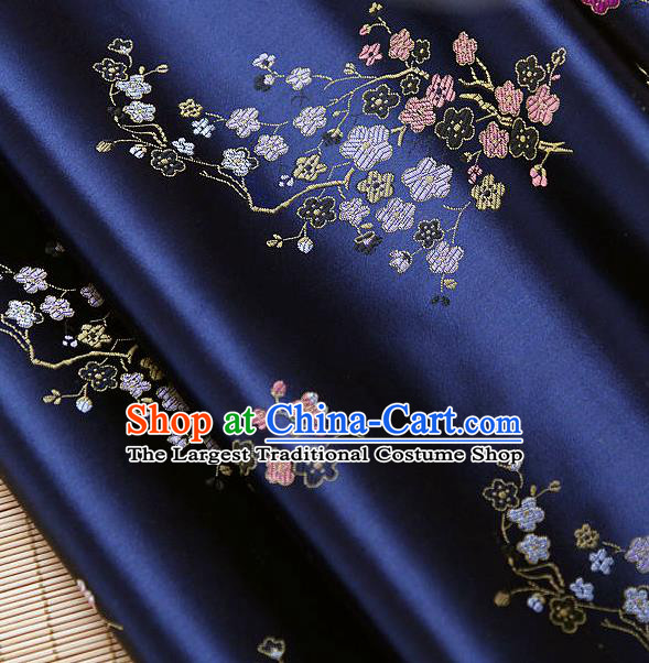 Traditional Asian Classical Pattern Royalblue Brocade Cloth Drapery Korean Hanbok Palace Satin Silk Fabric