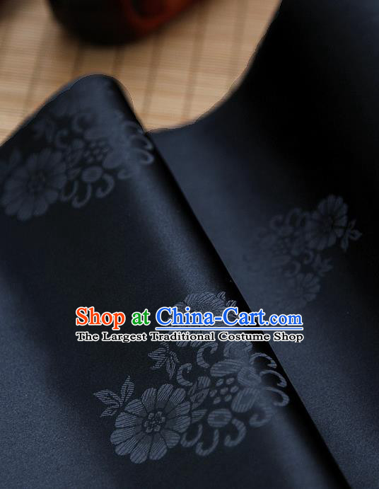 Asian Traditional Classical Pattern Black Brocade Cloth Drapery Korean Hanbok Palace Satin Silk Fabric