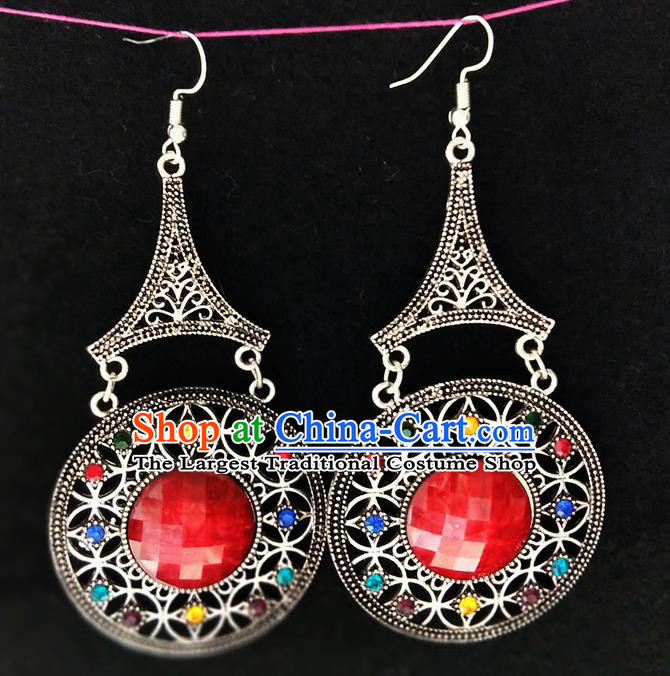 Chinese Traditional Ethnic Earrings Yunnan National Red Ear Accessories for Women