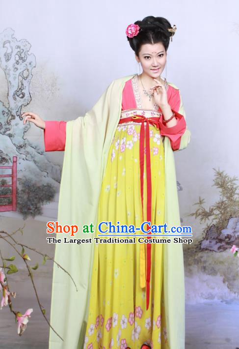 Chinese Traditional Tang Dynasty Imperial Consort Historical Costumes Ancient Peri Goddess Hanfu Dress for Women