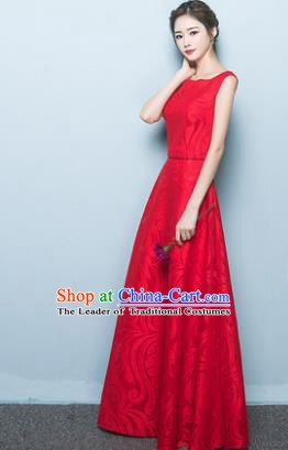 Professional Modern Dance Costume Chorus Group Clothing Bride Red Long Full Dress for Women