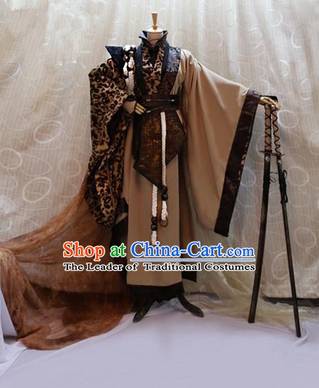 Ancient Traditional China Tang Dynasty Swordsman Knight Costumes Complete Set for Men