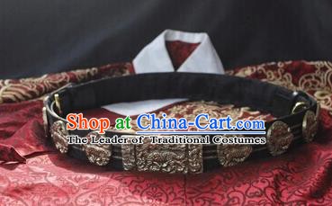 Ancient China Ming Dynasty Imperial Bodyguard Swordsman Leather Belts Waistband for Men