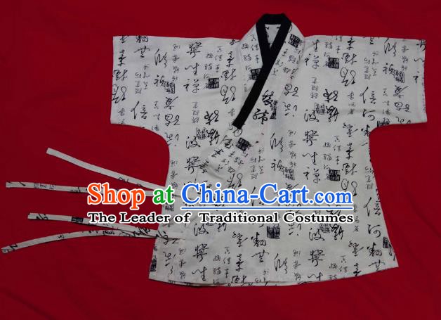 Ancient China Ming Dynasty Swordsman Costumes Hanfu Calligraphy Shirts for Men