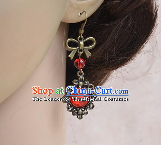 European Western Bride Vintage Accessories Eardrop Renaissance Red Gothic Earrings for Women