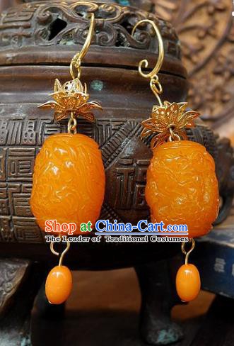 Asian Chinese Traditional Handmade Jewelry Accessories Beeswax Earrings for Women