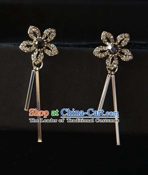 European Western Bride Vintage Crystal Flower Earbob Accessories Renaissance Earrings for Women